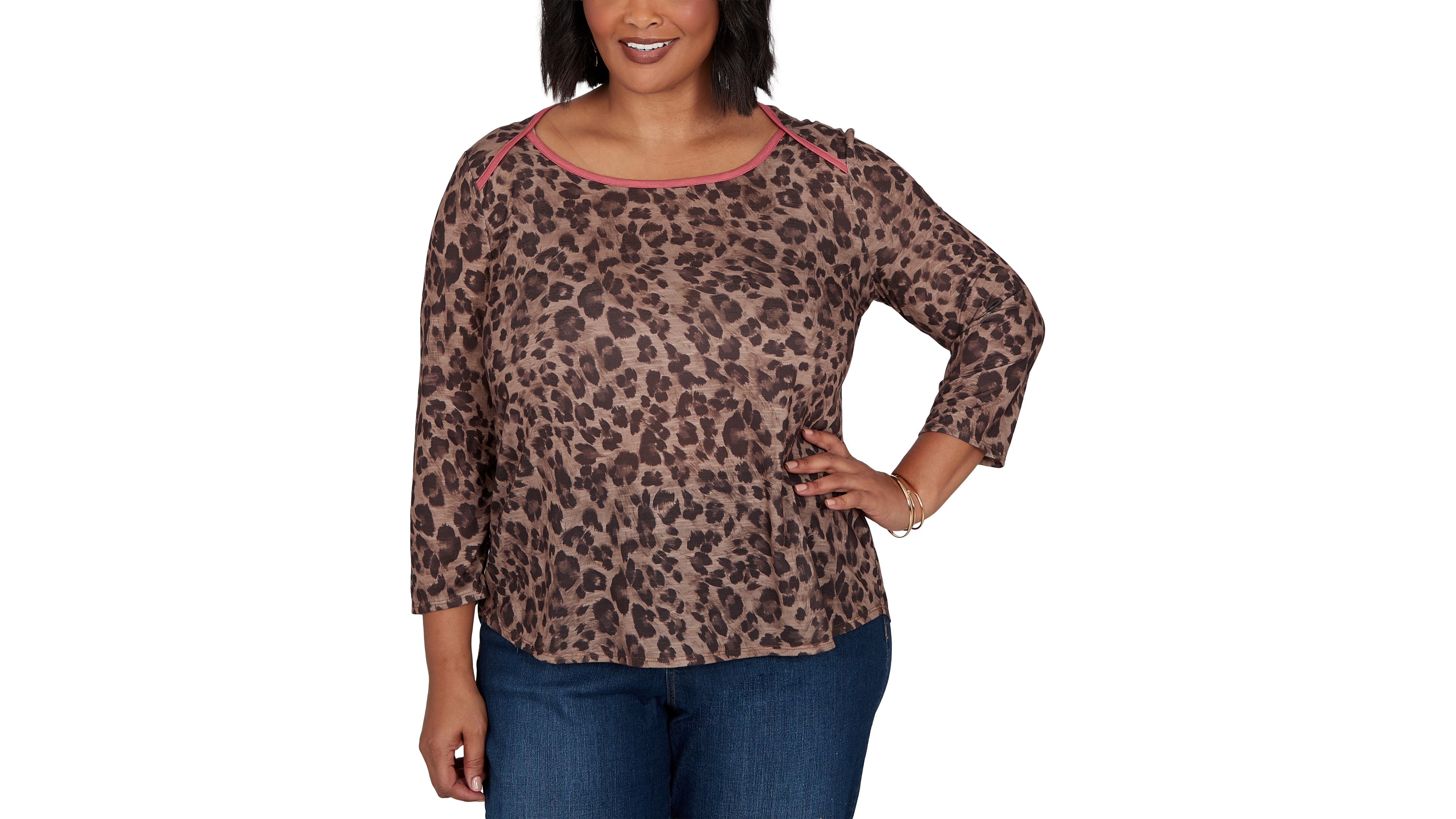 Ruby Rd. Plus Cheetah Print Knit Top