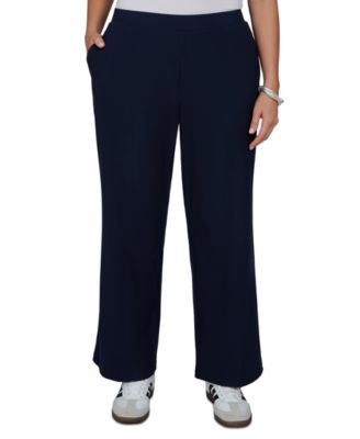 Plus Size Wide-Leg Pull-On Ribbed Pants
