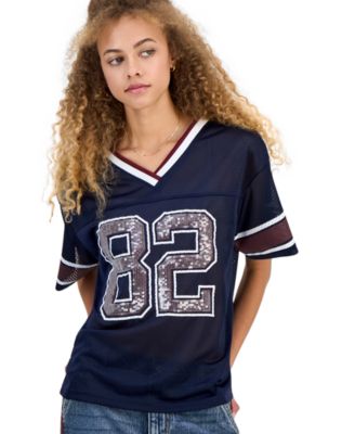 Juniors' Sequin-Trim Mesh Jersey