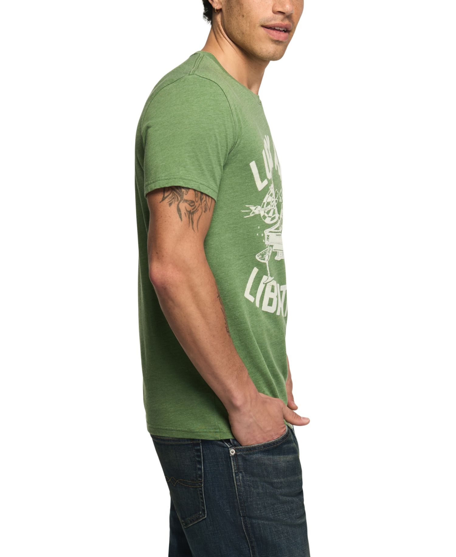 Men's Luck and Libations Oversized Graphic Crew Neck Regular Fit T-Shirt