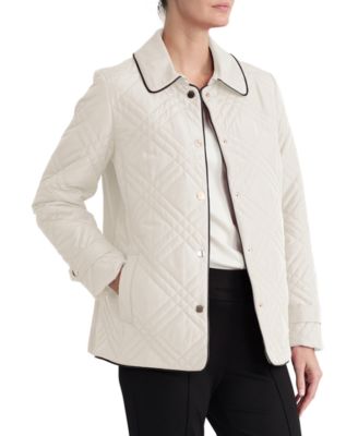 Women's Triple-Diamond-Quilted Faux-Leather-Piping Jacket