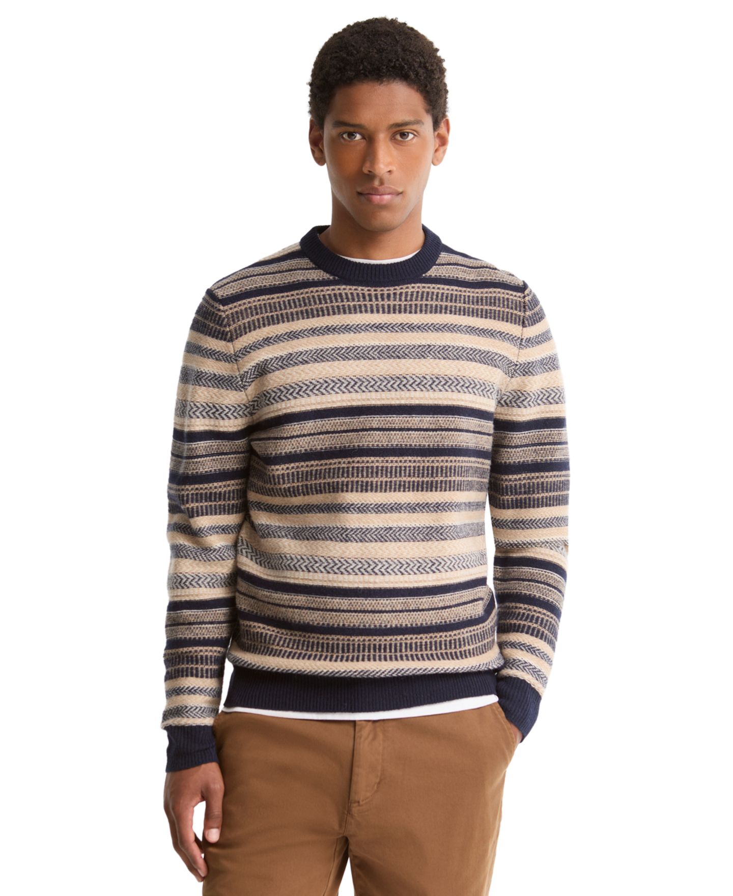 Мужской свитер Barbour Highsted Fair Isle Wool Crewneck, цвет: Тёмно-синий — фото 1