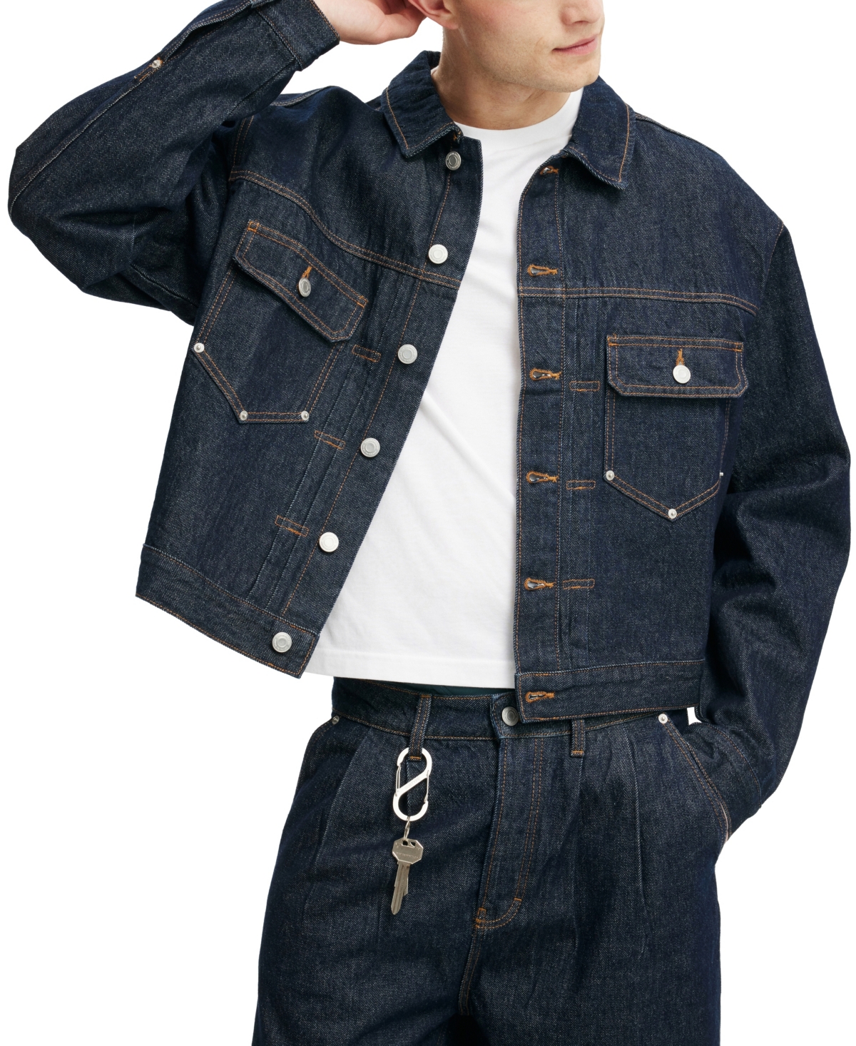Cotton On Men's Type 2 Modern-Fit Cropped Denim Jacket
