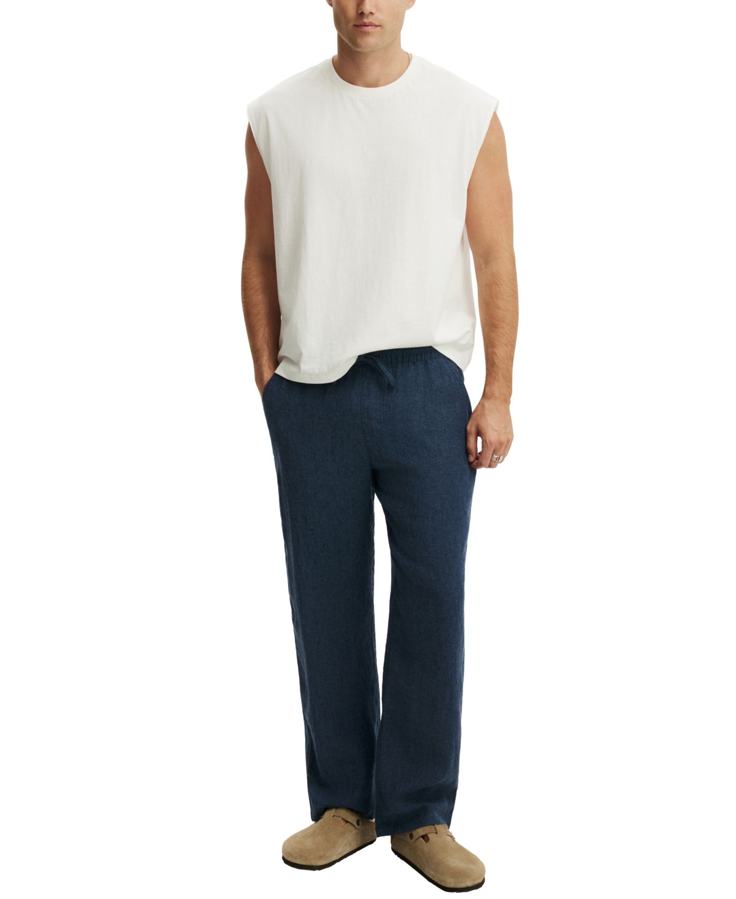 Men's Baggy Carpenter Straight-Leg Linen Pant