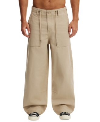 Men's Super Baggy Utility Wide-Leg Cotton-Slub Pants