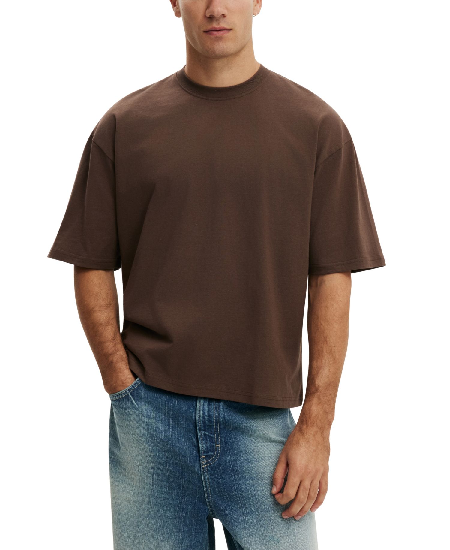 Men's Textured Cropped Crewneck T-Shirt