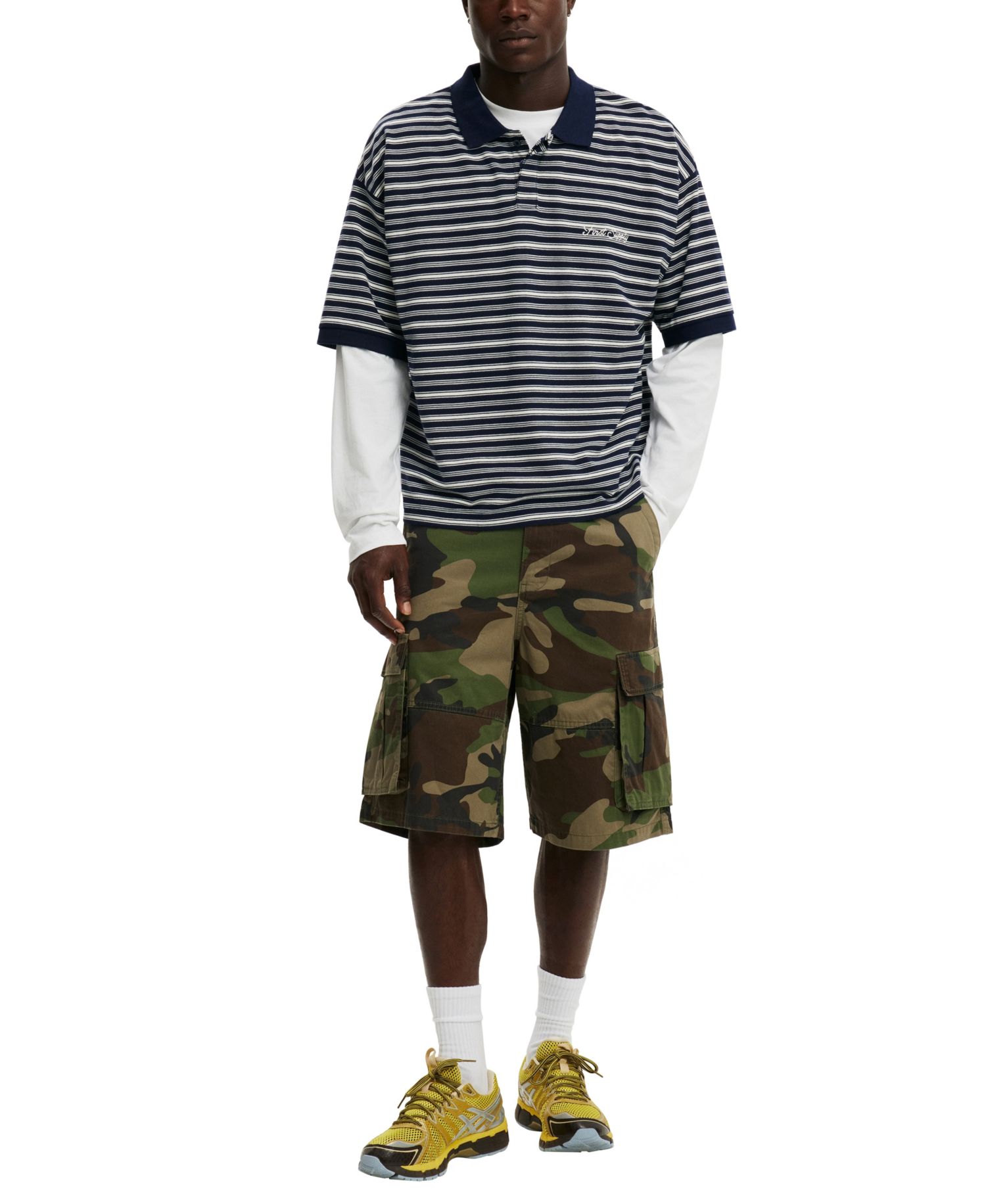 Men's Box Fit Regular-Fit Striped Polo Shirt