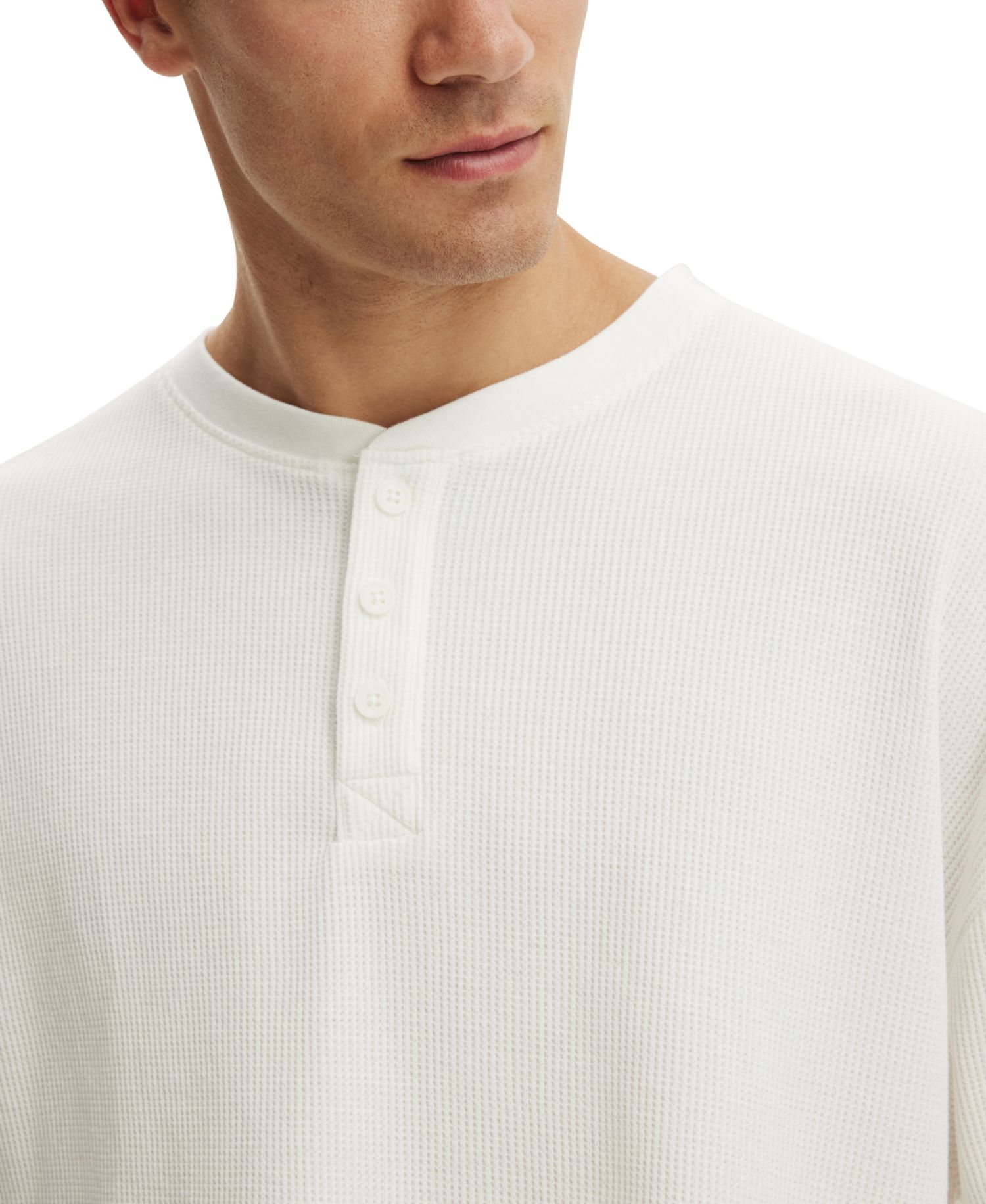 Men's Long-Sleeve Waffle-Knit Henley