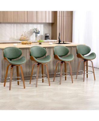 Swivel Bar Stools Set of 4, 26 Inches Mid-Century Modern Counter Height Bar Stools