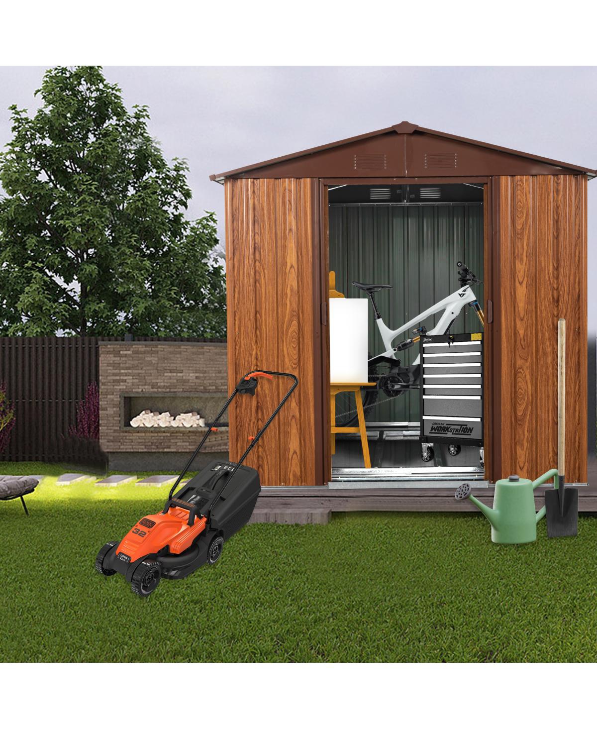 Streamdale Furniture 6ft x 6ft Outdoor Metal Storage Shed with Foundation and Window