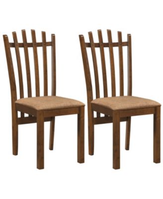 Rubber Wood Slat Back Kitchen Dining Chairs Set of 2