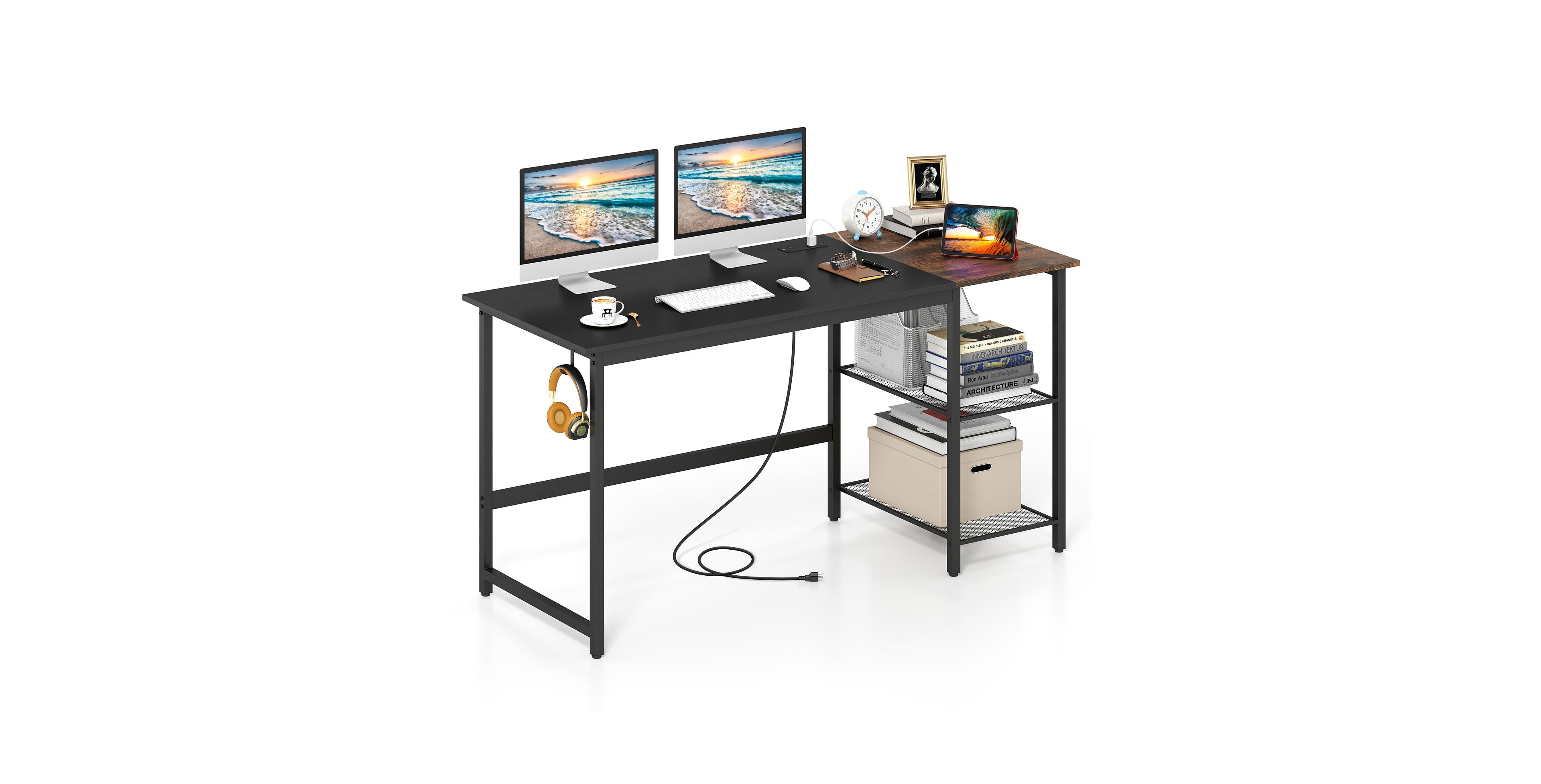 Mecale 59 Inch Home Office Computer Desk with Removable Storage Shelves