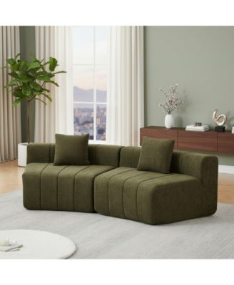 Chenille Semi Circular Sofa Sectional, Curved Symmetrical Modular Couch with 2 Pillows for Living Room, Office, No Assembly Required