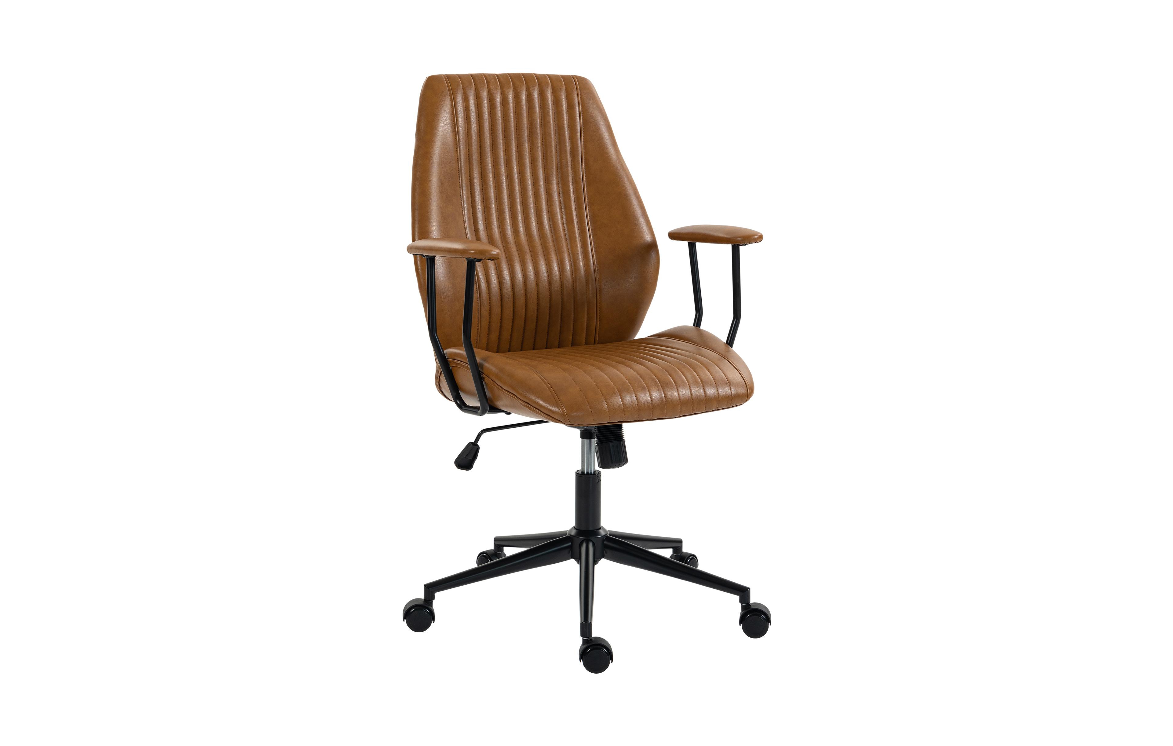 Homcom Leather Home Office Desk Chair Vintage Swivel Computer
