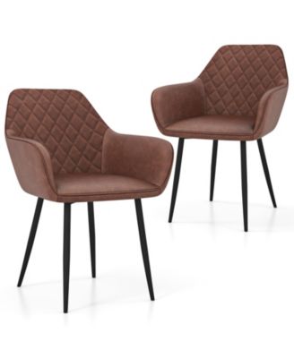 Leisure Dining Chair Set of 2 with Curved Backrest and Wide Seat