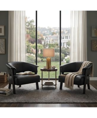 Faux Leather Wingback Accent Chair Set of 2