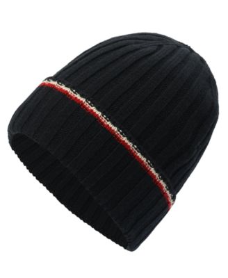 Men's Ribbed Knit Global Stripe Beanie