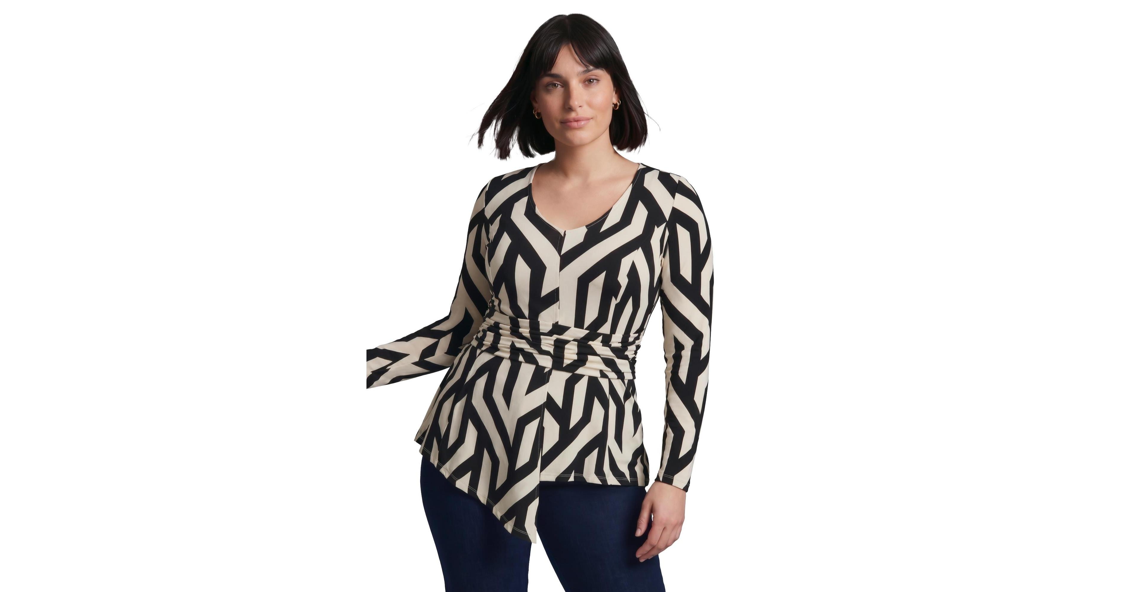 Avenue Plus Delia Draped Asymmetrical Top