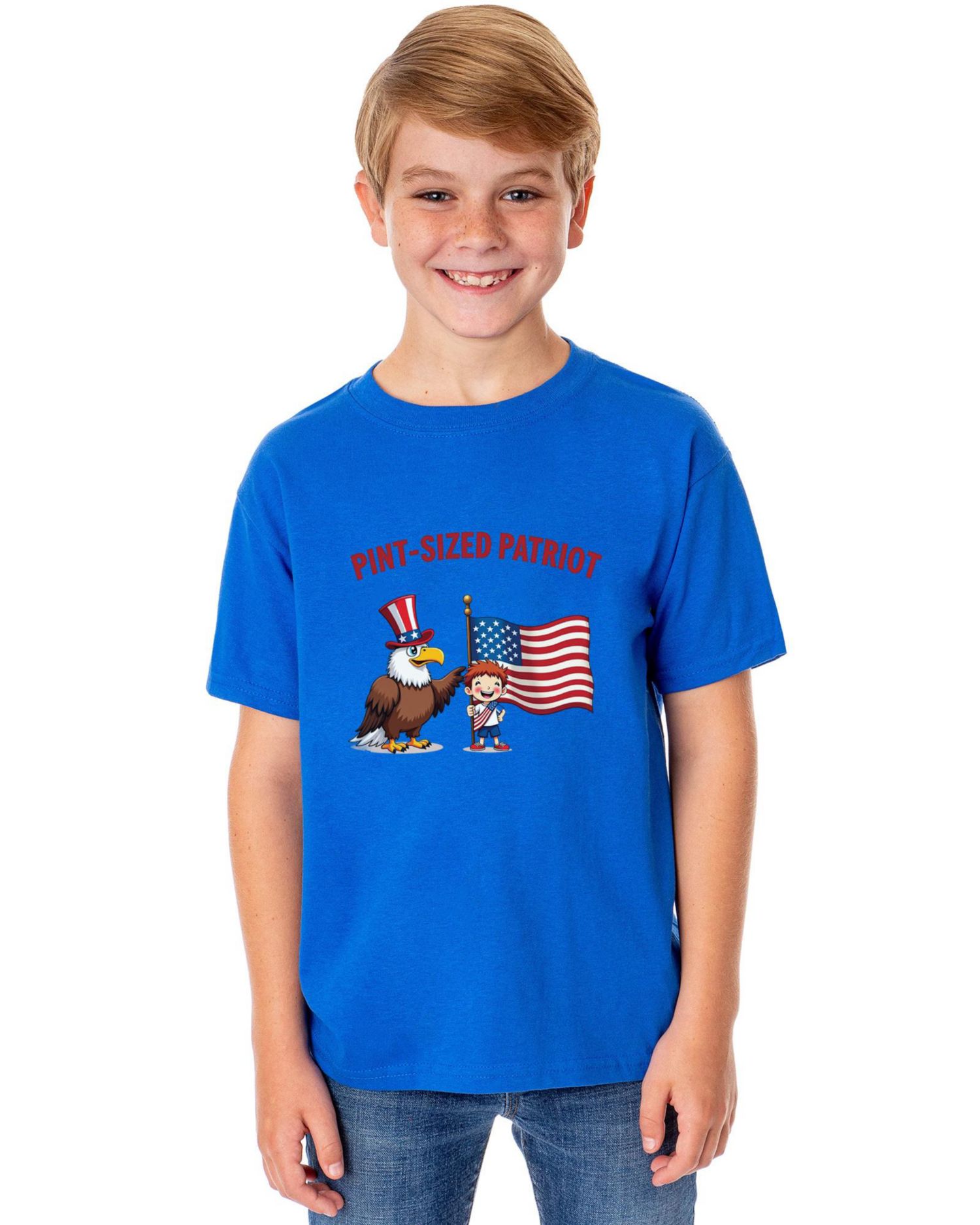 Unisex (XS-XL) 4th of July Pint-Sized Patriot Kids Funny Short-Sleeve T-Shirt