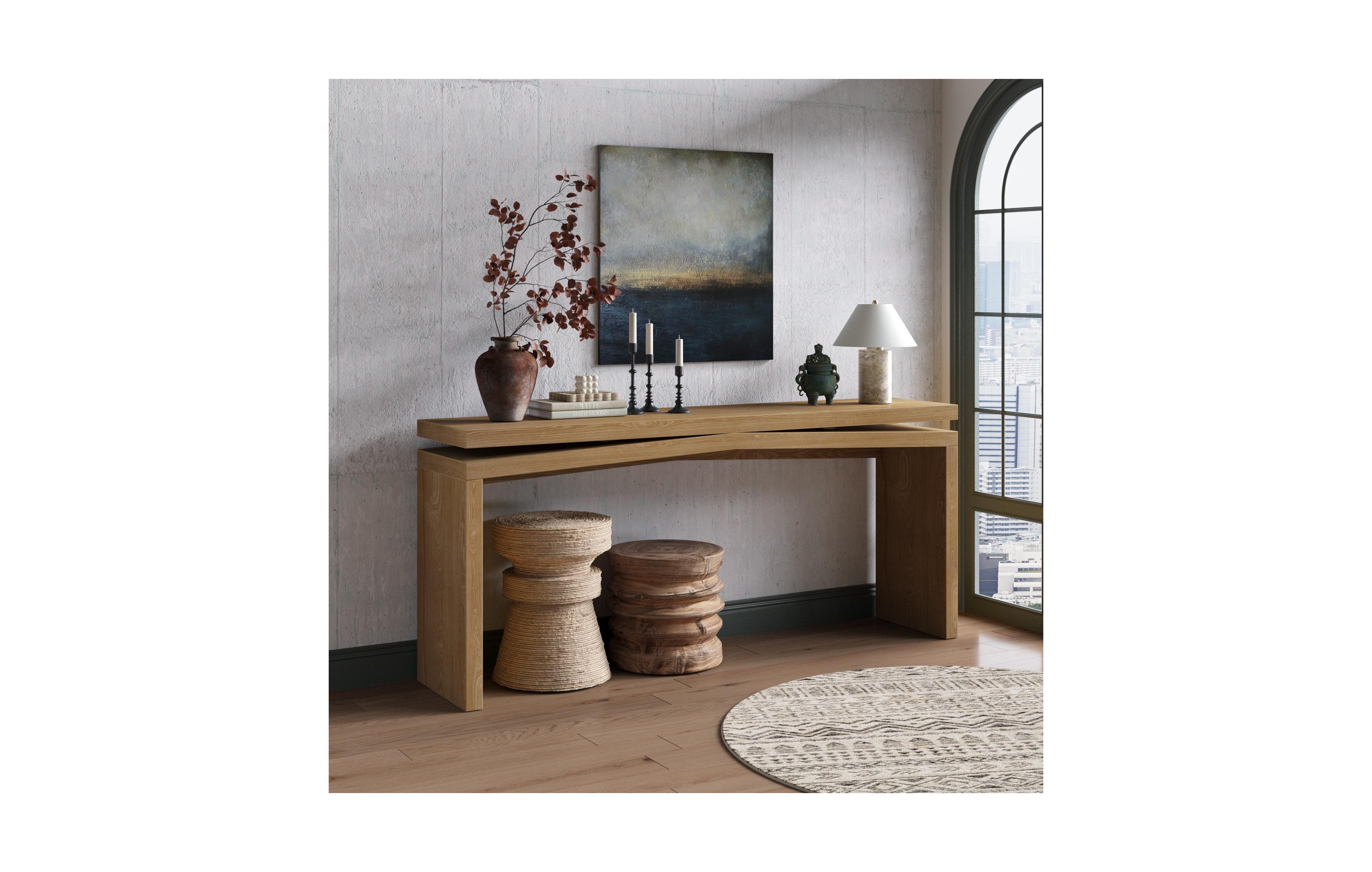 Clihome 65 Inch Farmhouse Console Table, Sled Base Wooden Sofa Entryway Table for Living Room Hallway