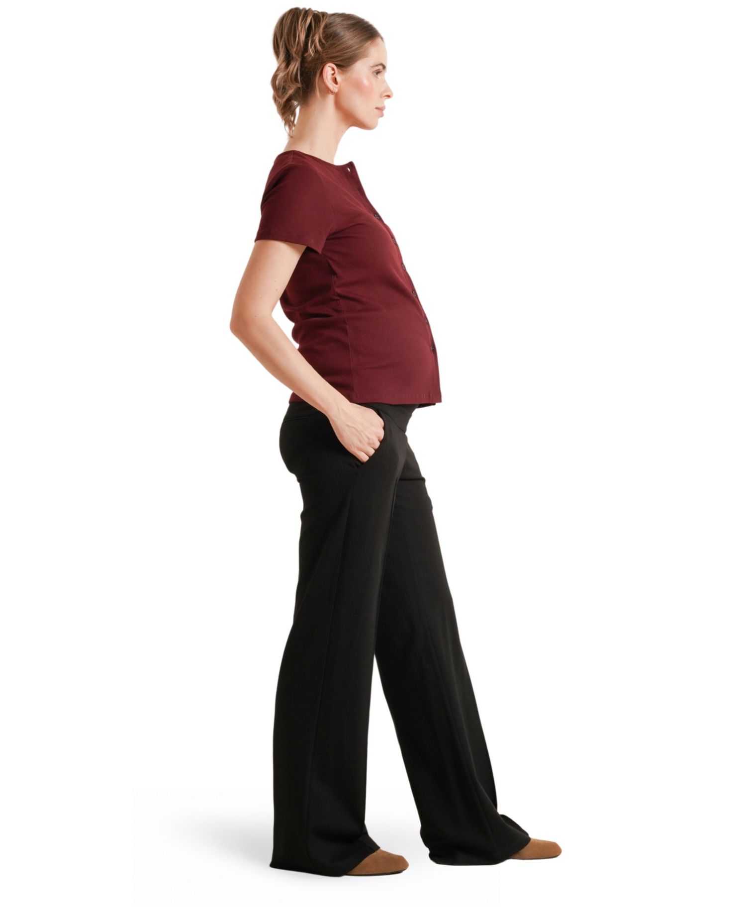 Maternity Avery Button-Front Short-Sleeve Nursing T-Shirt