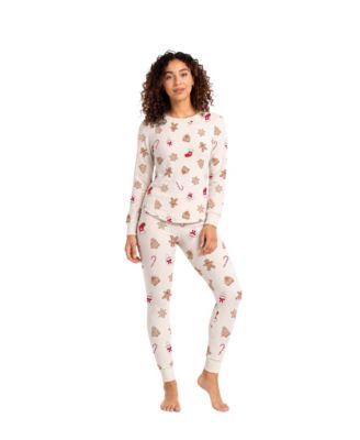 Women's Long-Sleeve Crewneck Print Top and Pants, 2-Piece Set