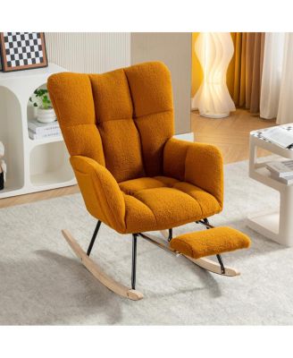 Teddy Fabric Leisure Rocking Chair with Footstool