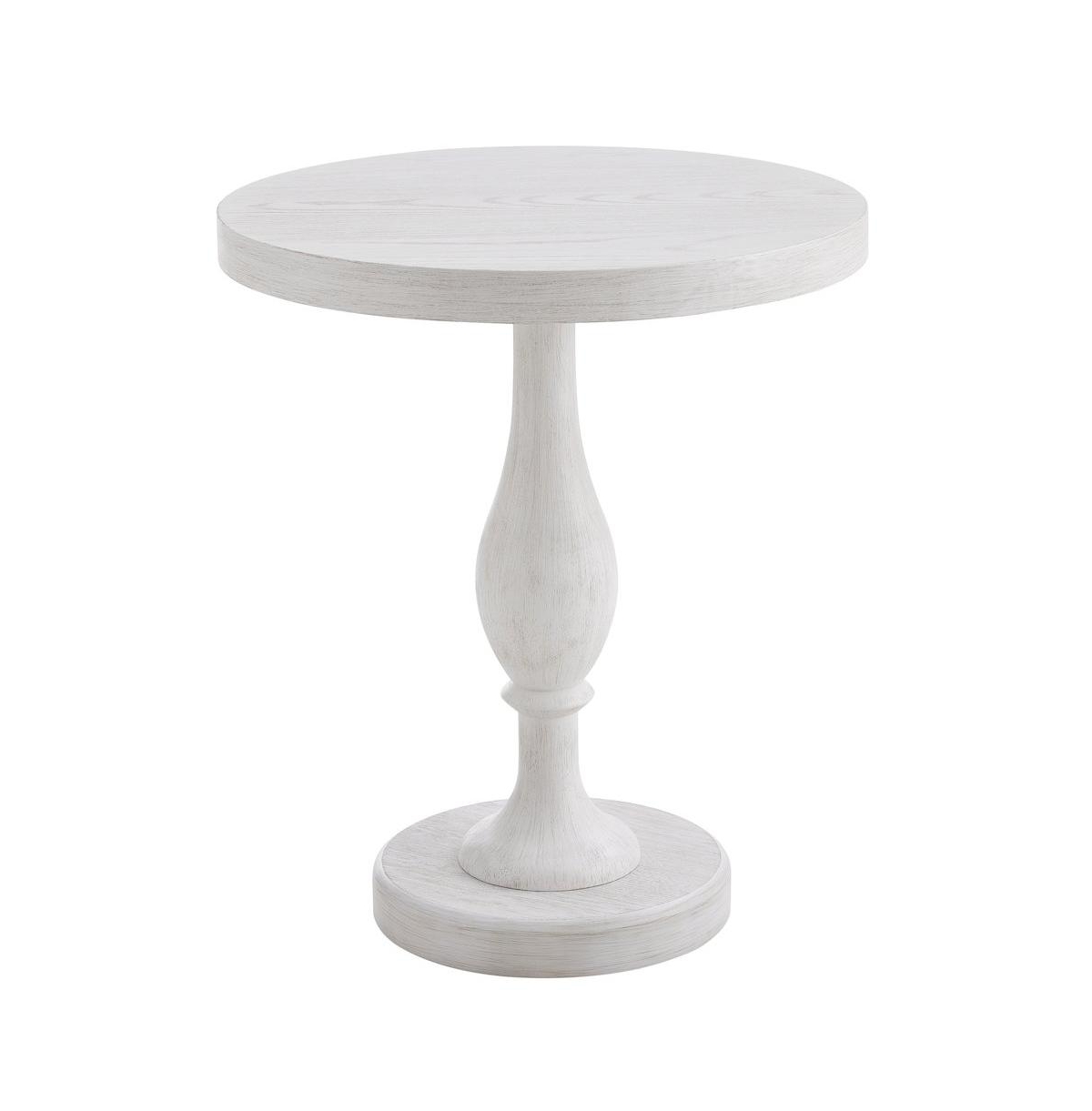 Roundhill Furniture Solmere 22" Round Wood Pedestal End Table - White-wash