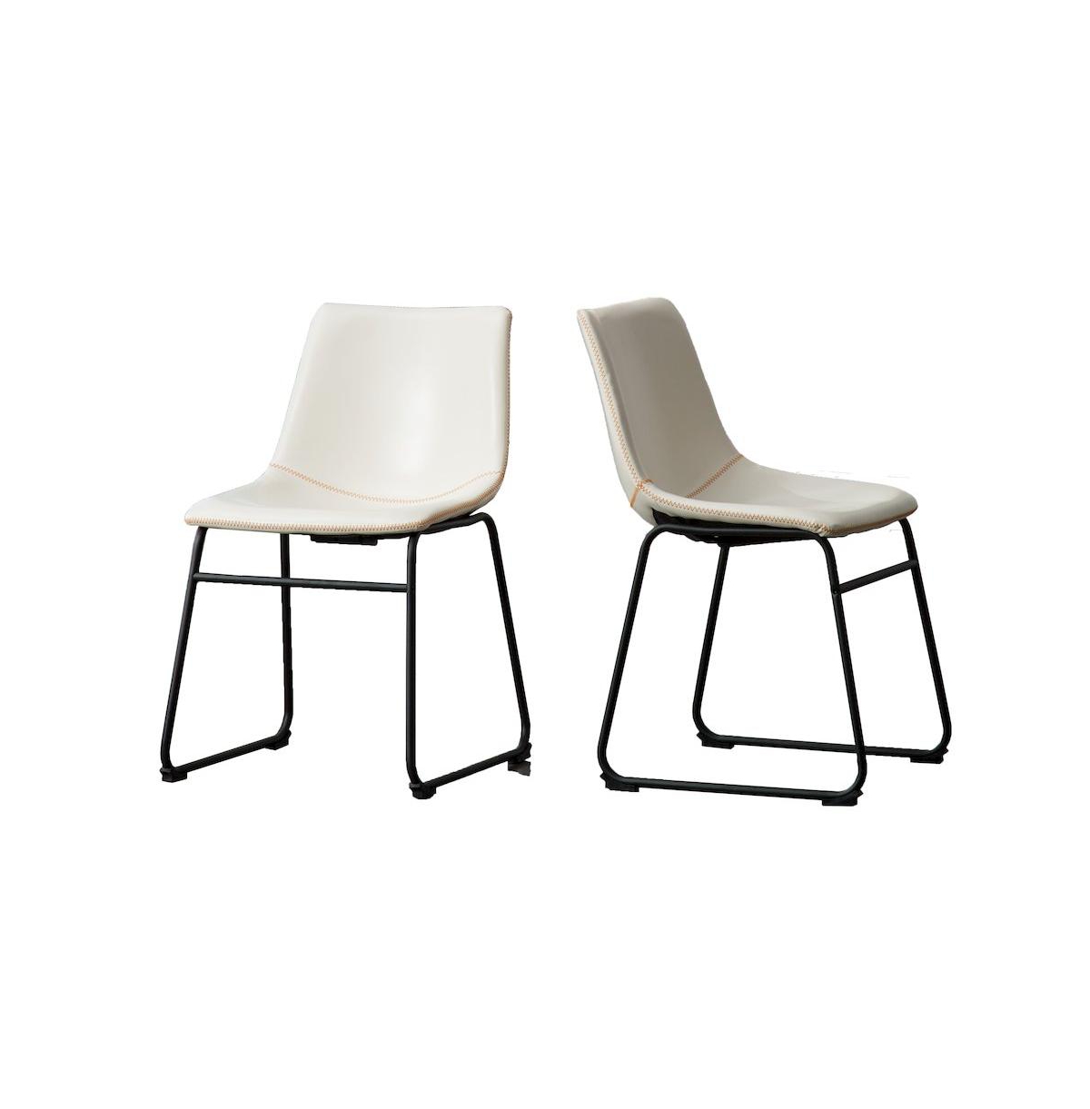 Roundhill Furniture Lotusville Vintage Pu Leather Dining Chairs, Set of 2 - White