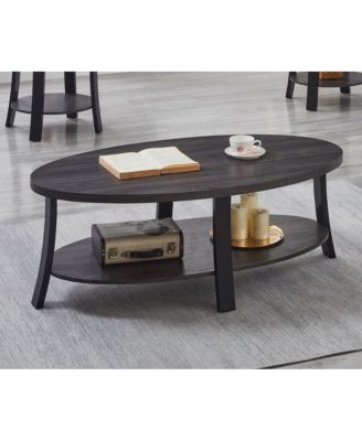 Anze Contemporary Oval Wood Shelf Coffee Table