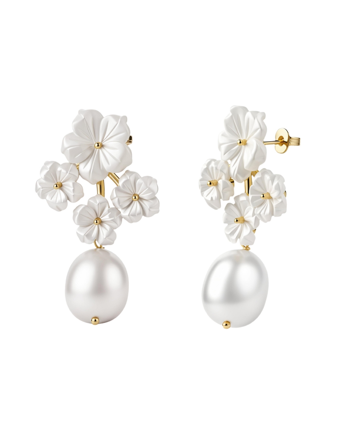 Untamed Petals Faux Pearl Floral Dangle Earrings