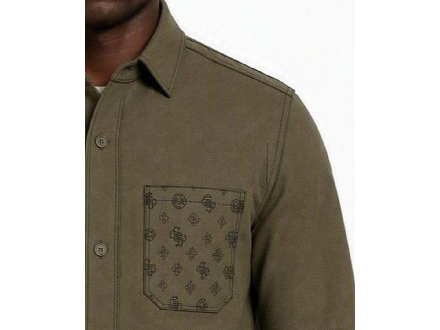 Мужские куртки GUESS Samoa Long-Sleeve Regular-Fit Shacket, цвет: Lizard — фото 2
