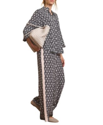 Women's Geometric-Print High-Rise Wide-Leg Trousers