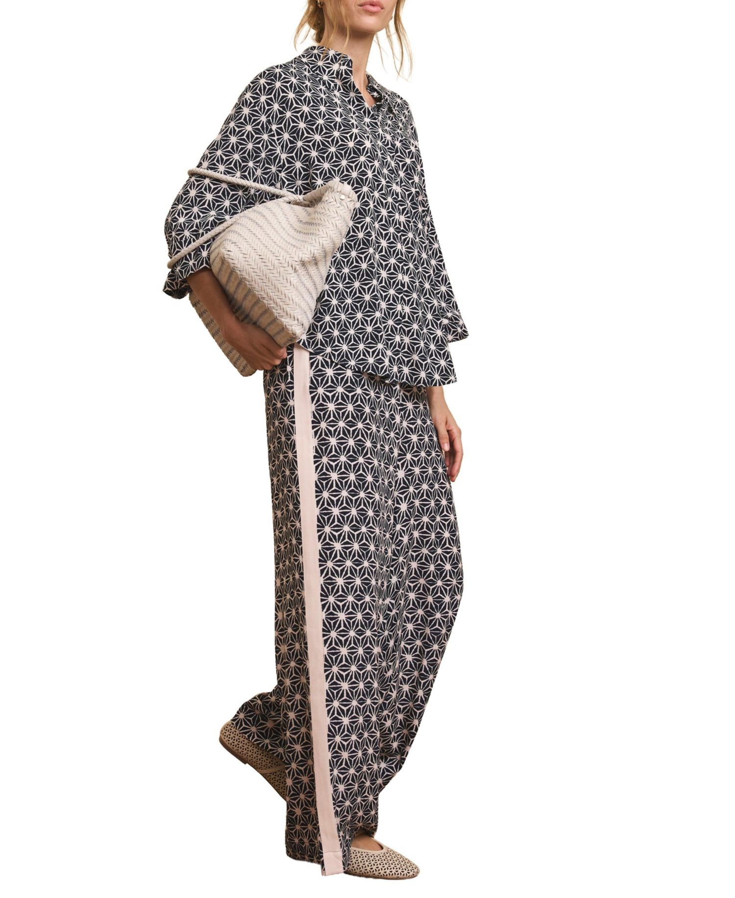 Women's Geometric-Print High-Rise Wide-Leg Trousers
