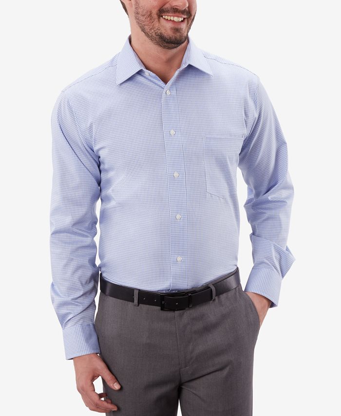 Eagle Men's ClassicFit Stretch Collar NonIron Blue Check Dress Shirt