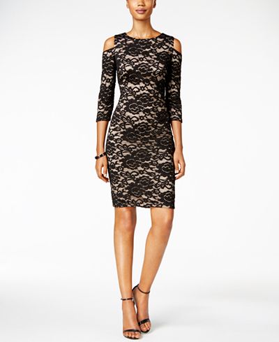 Jessica Howard Cold-Shoulder Lace Sheath Dress