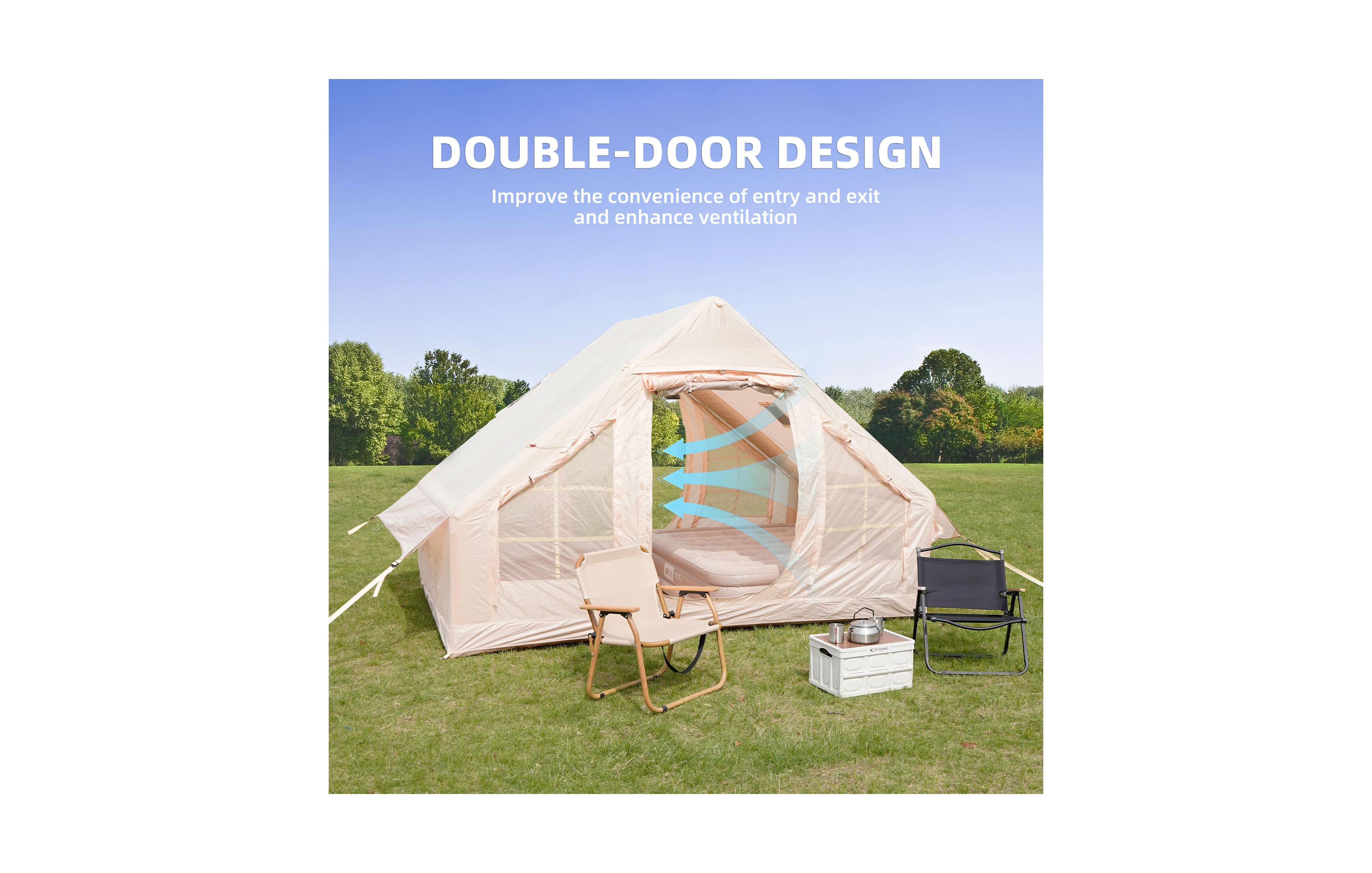 Zeny 2 4 Person Inflatable Glamping Tent Fast Setup Waterproof Camping Tent with Chimney Window and Dual Doors