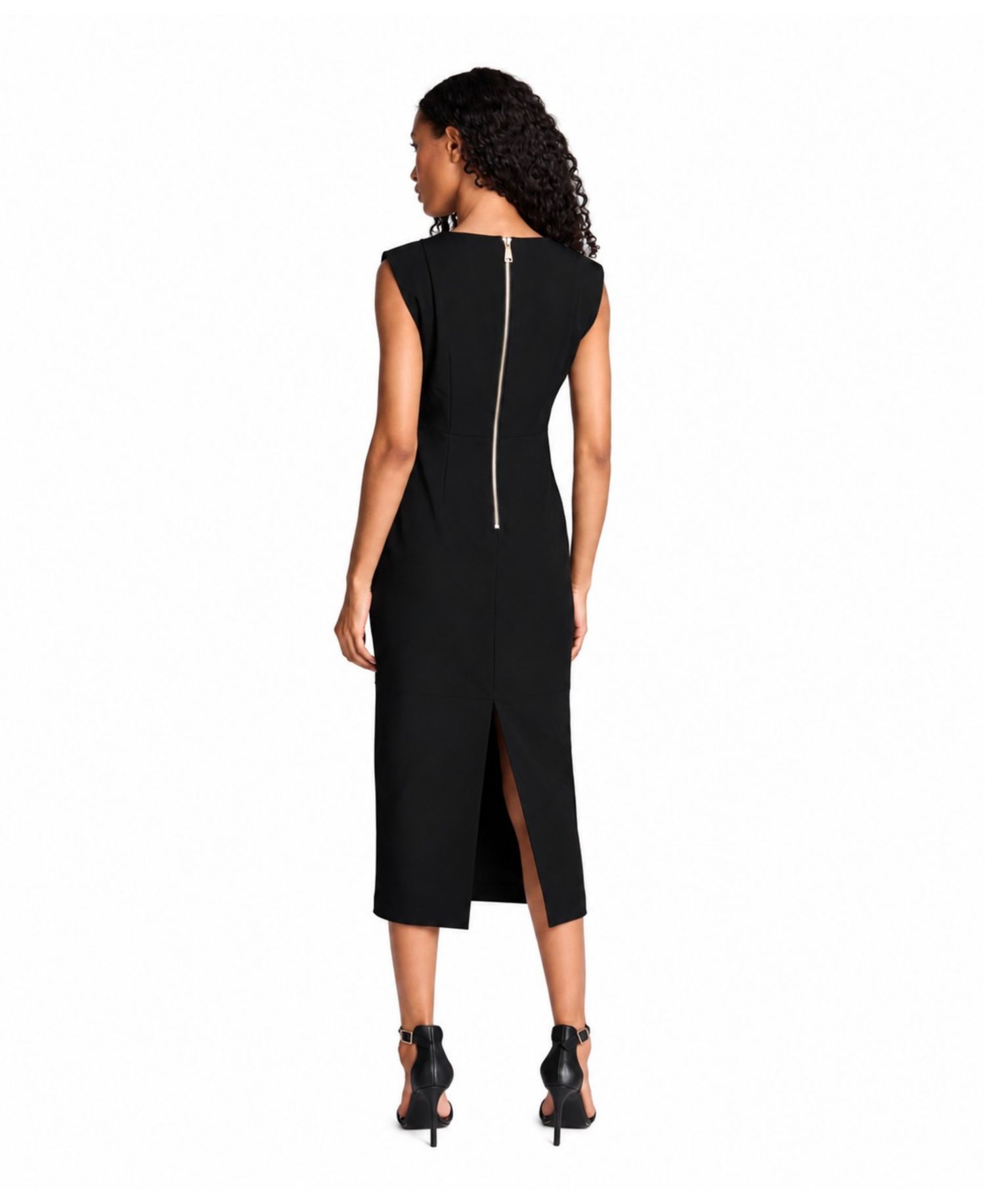Women's Faux Leather Midi Sheath Dress