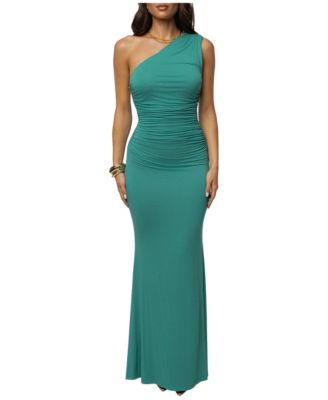 Women's Night Affair One-Shoulder Ruched Maxi Dress