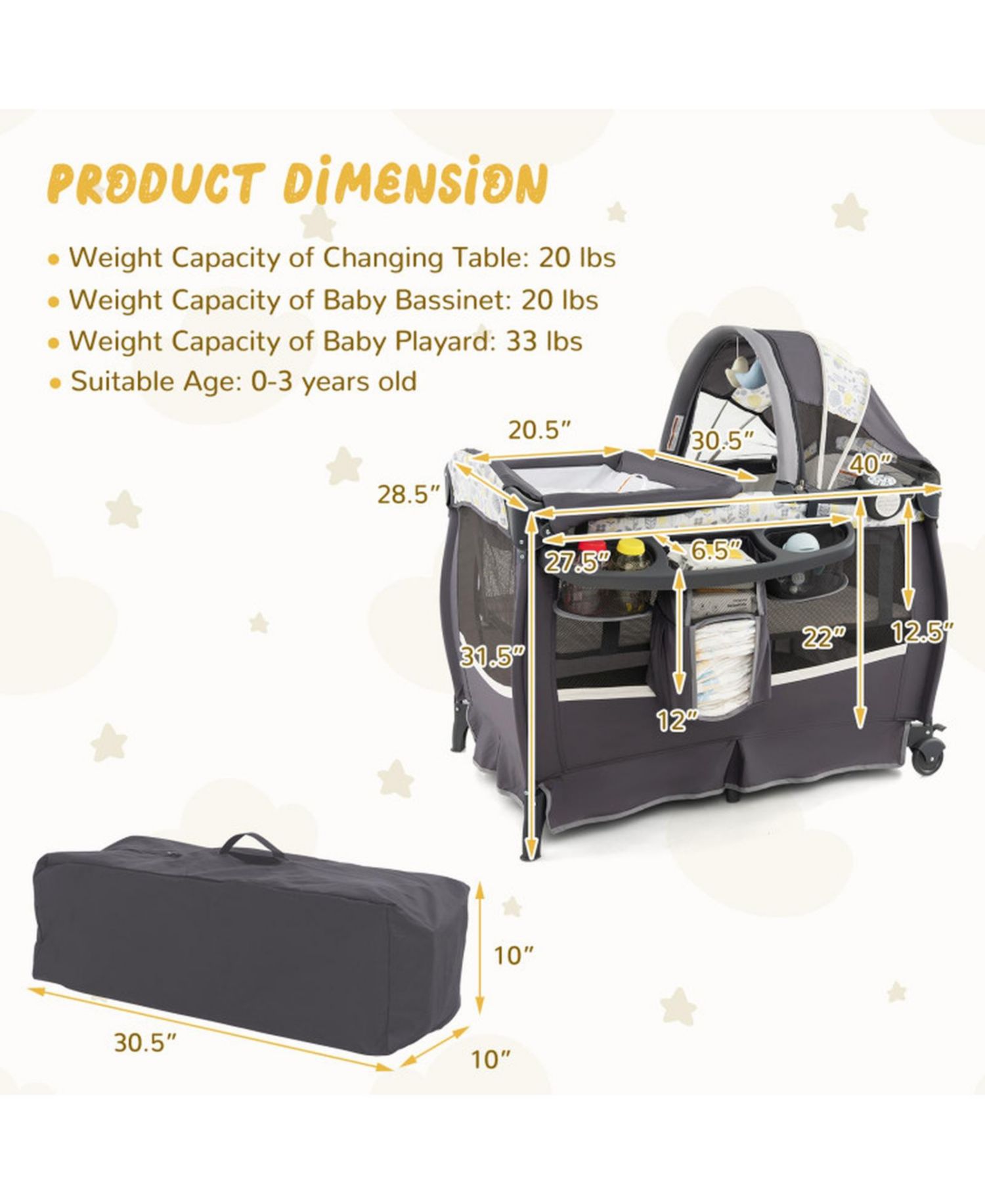 Bassinet-to-Playpen Nursery Center, Four Modes, Portable