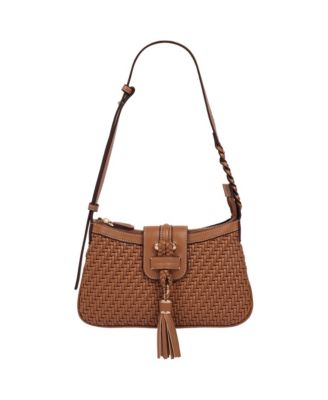 Tassel Tab Woven Shoulder Bag