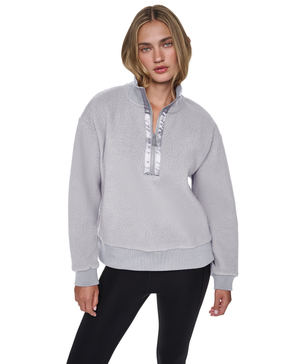 Dkny Sport Women's Sherpa Mock Neck Half-Zip Pullover - Zinc