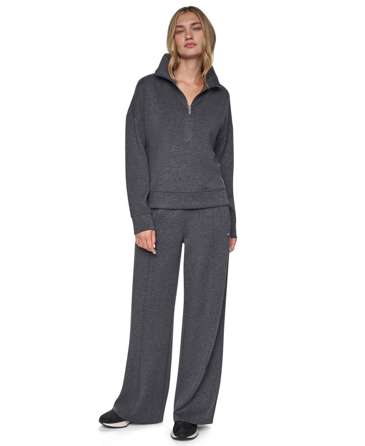 Dkny Sport Women's Mock-Neck Half-Zip Stretch-Scuba Sweatshirt - Slate Heather