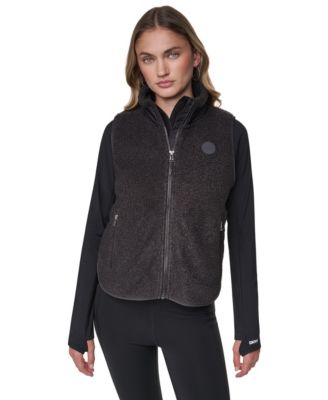 Women's Sherpa Mock-Neck Jacket with Woven Piecing