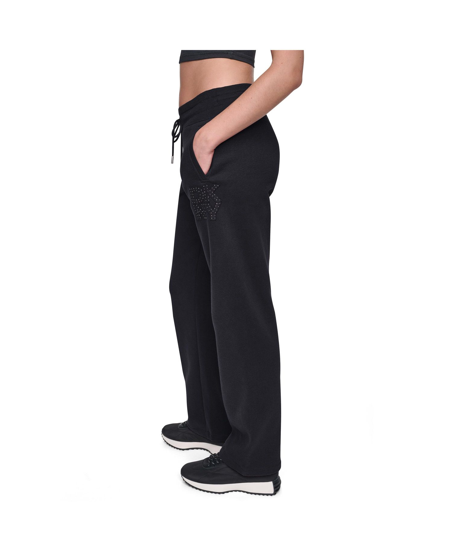 Women's Stacked Rhinestone Applique High-Rise Straight-Leg Pants