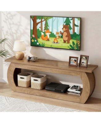 TV Stand for 65 Inches, Wooden Entertainment Center with Storage, Farmhouse Media TV Console Table