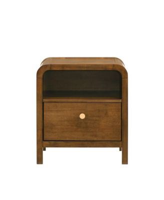 Eldren Wood Nightstand with Solid Rubberwood Frame