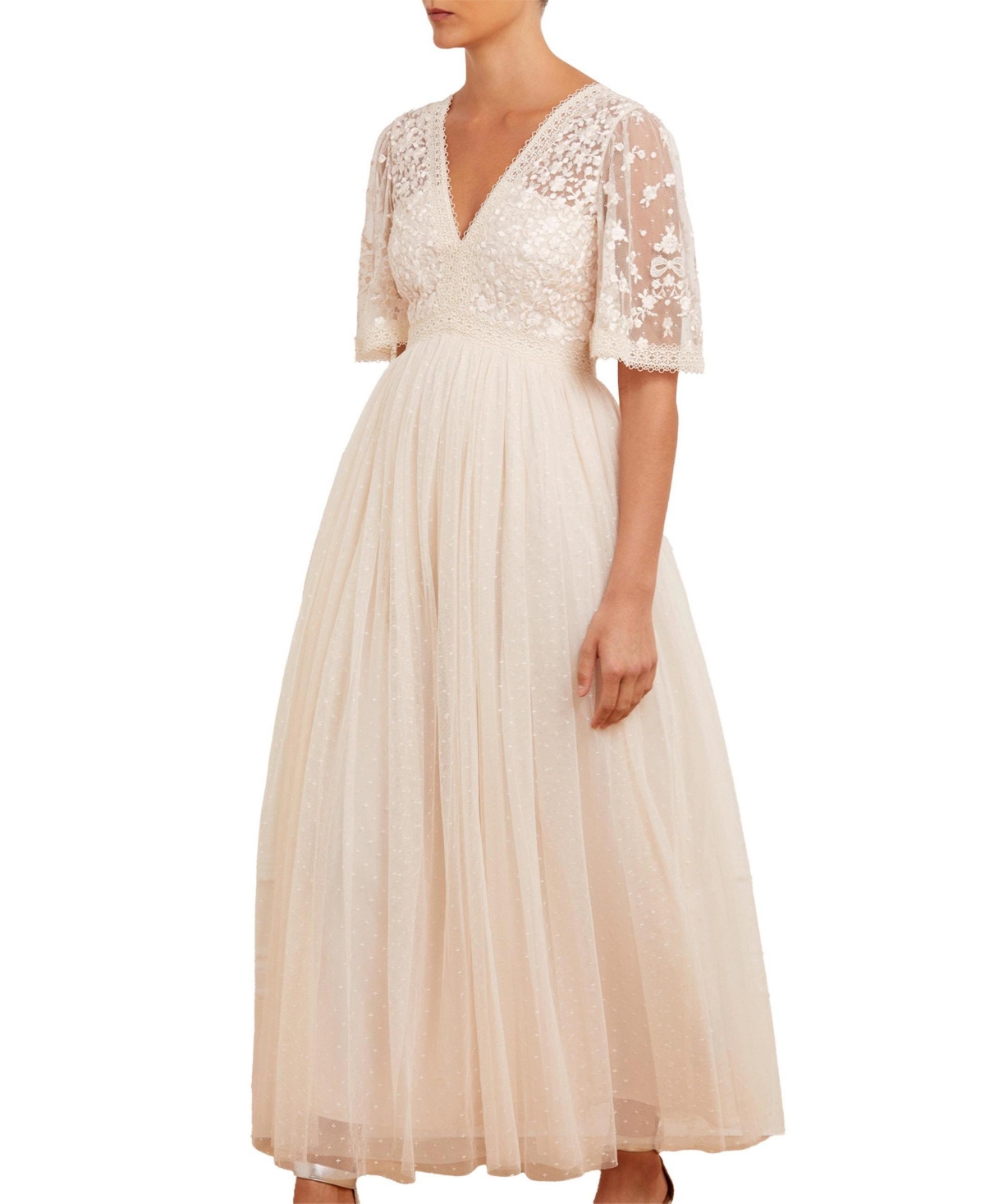 Needle & Thread Women's Celestia Floral-Embroidered Short-Sleeve Maxi Dress