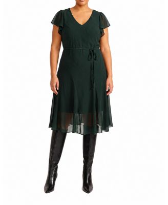 Plus Size Seville Wrap-Style A-Line Midi Dress