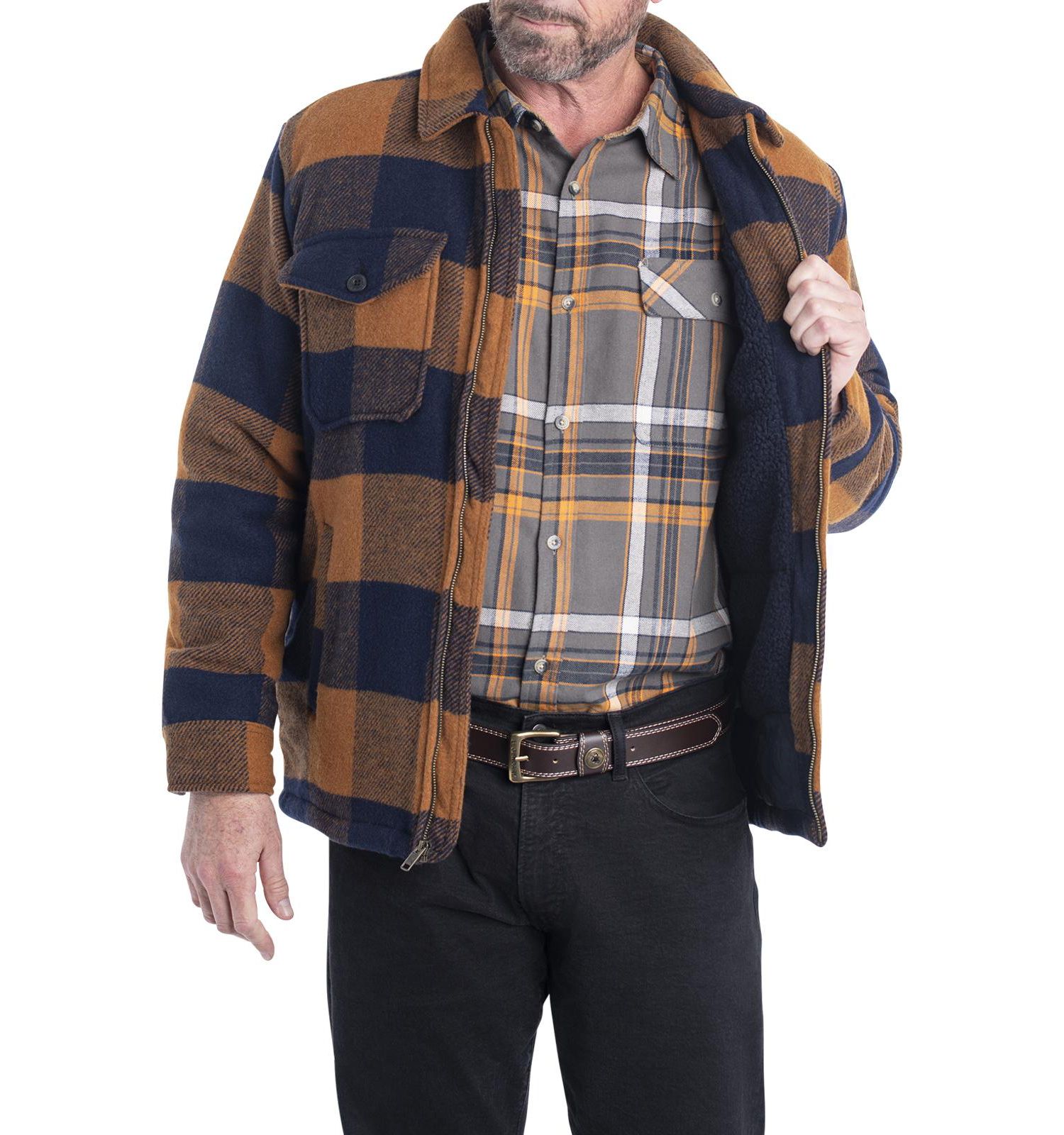 Big & Tall Wool Sherpa Lined Heavyweight Zip Up Coat